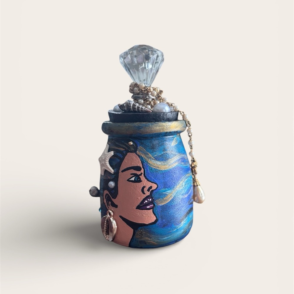 Mermaid Muse Nautical Art Jar | Handmade 7oz Jewelry & Trinket Jar